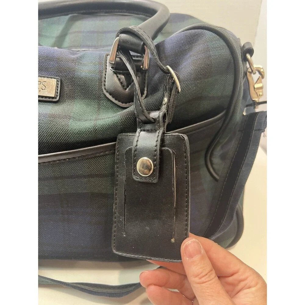 Chaps Ralph Lauren shoulder travel bag Blue Green Black watch Tartan Plaid